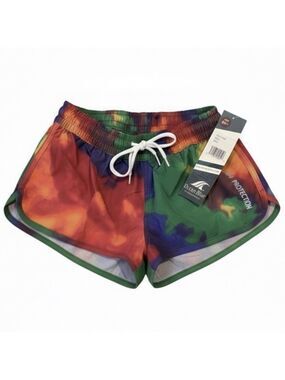 Ocean Blue Tie Dye Swim Shorts Small | UPF 50 Drawstring Beach Swimwear